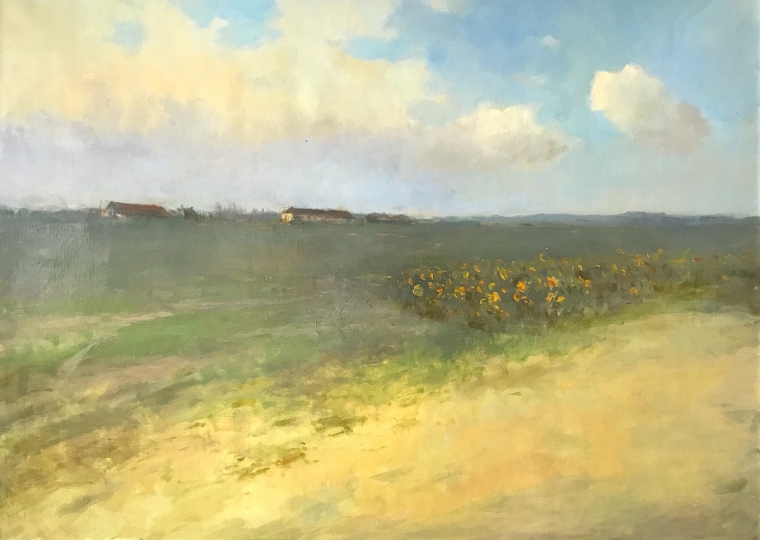Meadow, Landscape Original oil Painting, Museum Quality, One of a Kind     